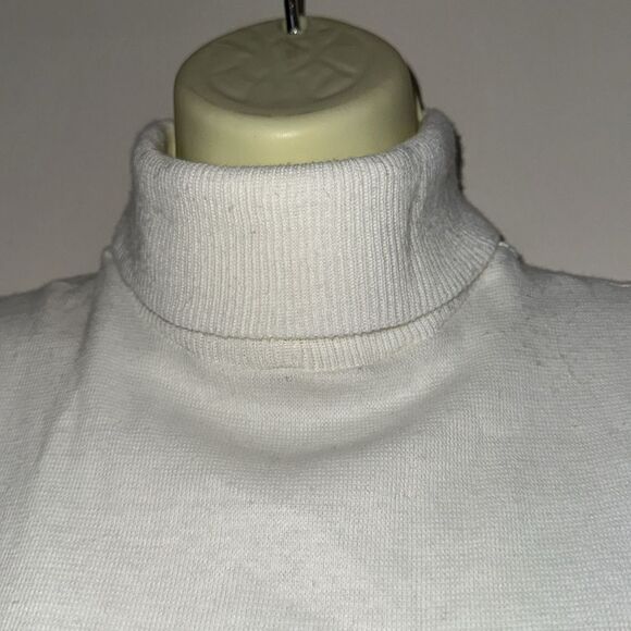 Vtg Paris Accessories white acrylic/spandex ribbed turtleneck dickie layer top - Picture 2 of 6
